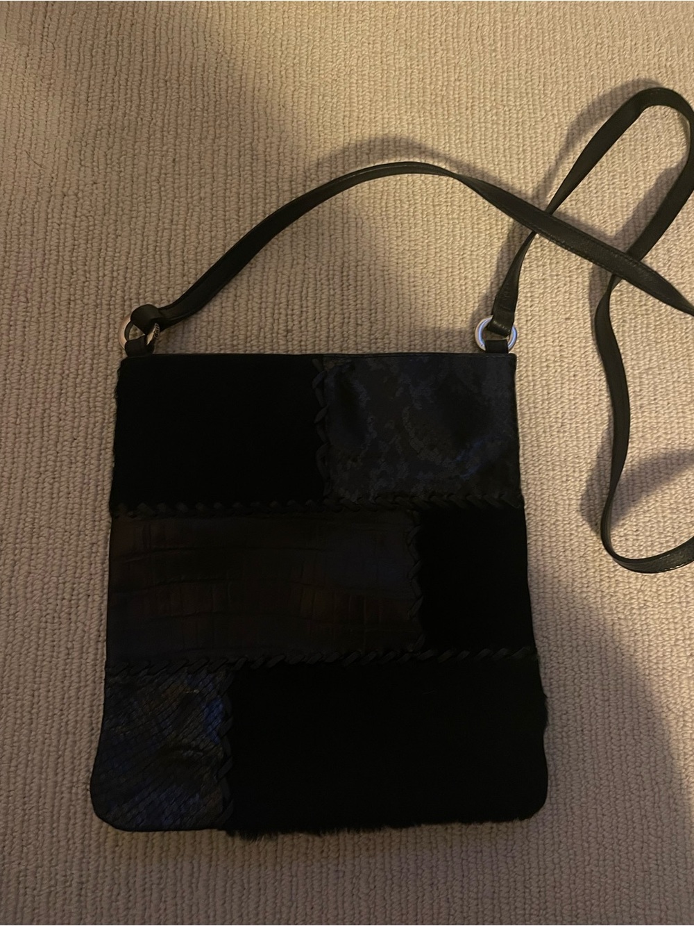 Fossil Black Patchwork Crossbody Shoulder Bag c43
